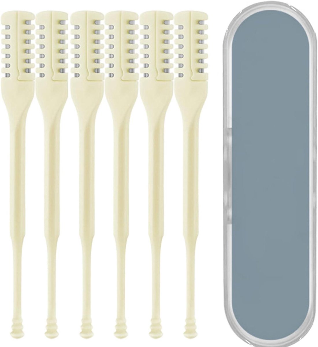 Neushaartrimmer Set - Neusverzorging Tool - Persoonlijke Verzorging - Dubbelzijdig Roterend - 6 Stuks - Beige