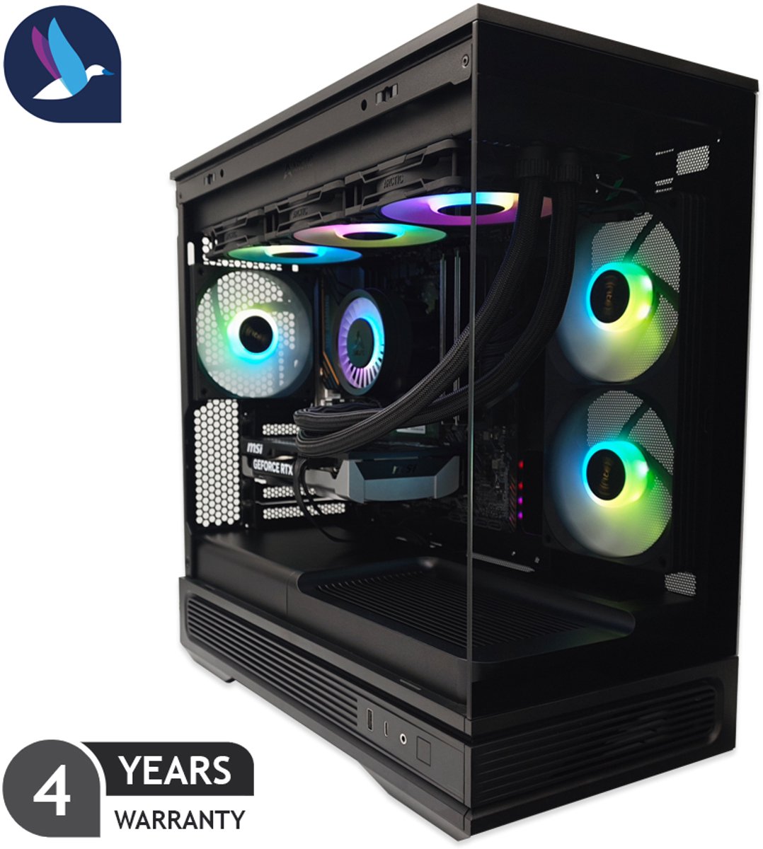 IceVortex V Gaming PC - AMD Ryzen 7 9800X3D - NVIDIA RTX 5070 Ti - 32 GB RAM - 1 TB SSD - WiFi - BT - Waterkoeling
