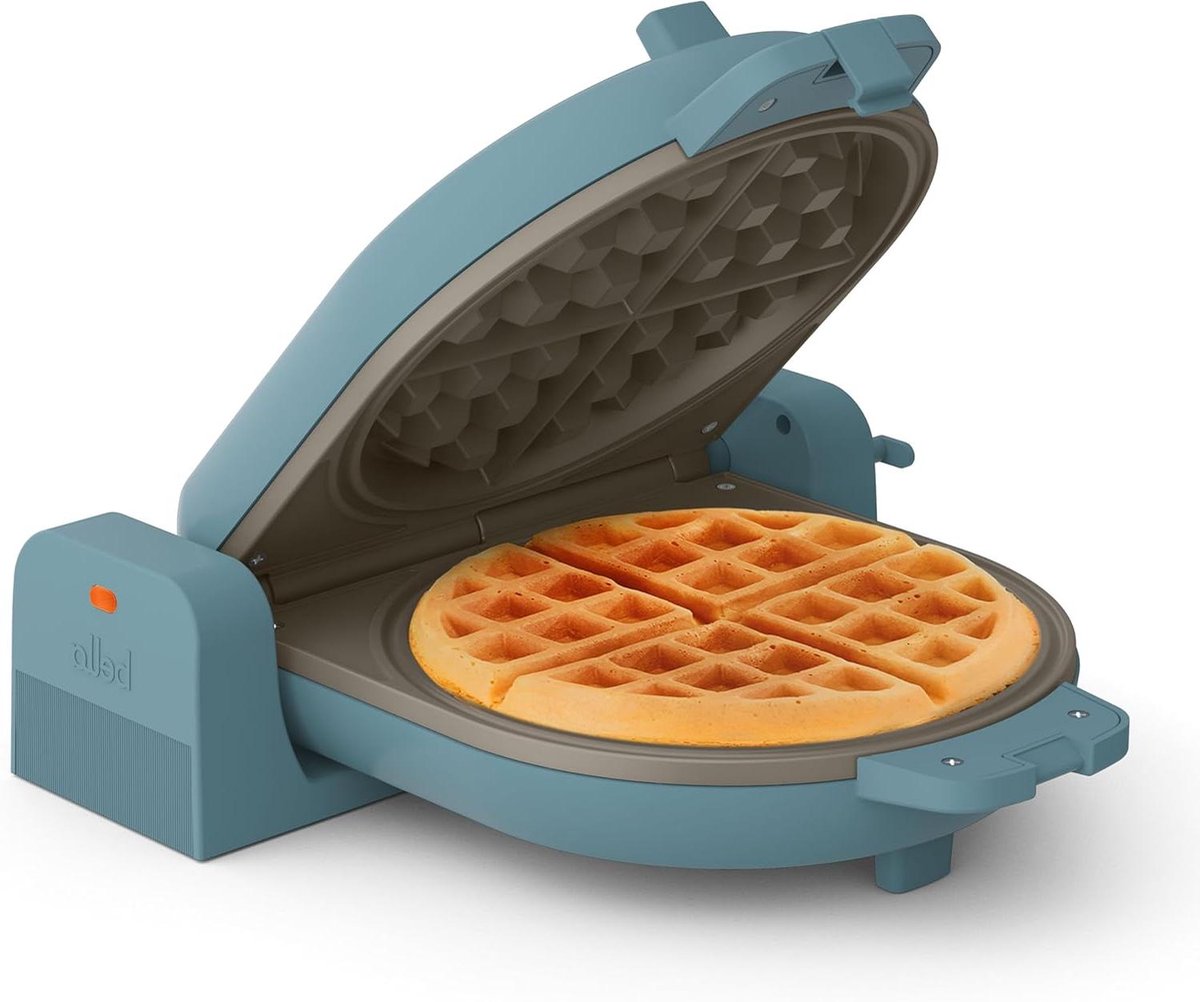 Wafelijzer Wafelmaker Bakplaat Wafels Bakken Ruimtebesparend Opvouwbaar 17.8 cm Blauw