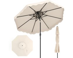 COSTWAY 300 cm parasol met dubbel doek, tuinparasol met draaihendel