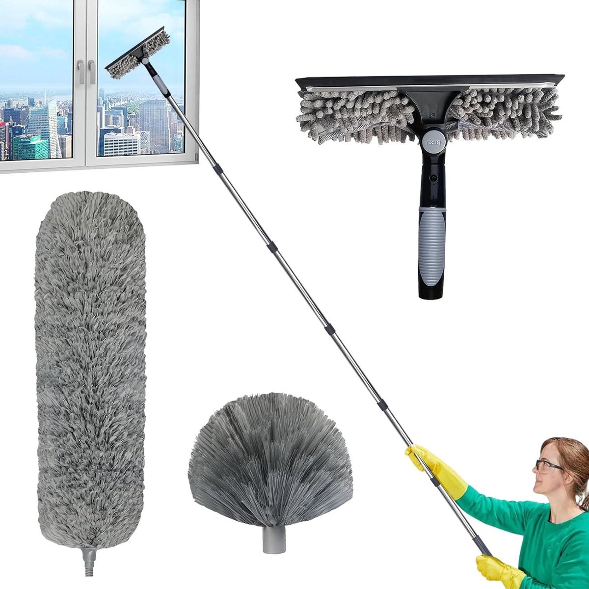 Stofwisser Telescoop - Verstelbare Schoonmaak - Hoge Oppervlakken - Uitschuifbare Steel - 6 Meter - B