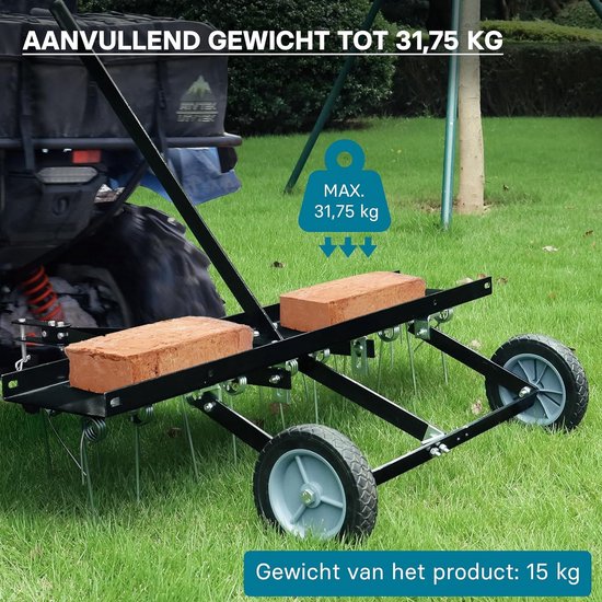 Verticuteerder Voor Zitmaaier - Mosverwijderaar Tuin - Gazon Onderhoud - 100 Cm Werkbreedte - 20 Staalveren - Zwart — afbeelding 2