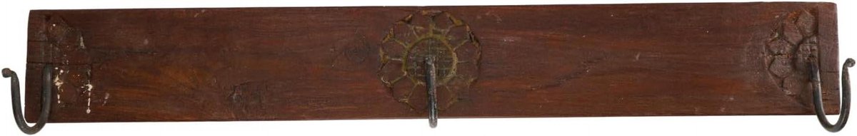 Wandkapstok - Wandhaak hout - Opbergen spullen - Handgemaakt Uniek - 14x59x6 cm - Antiek g
