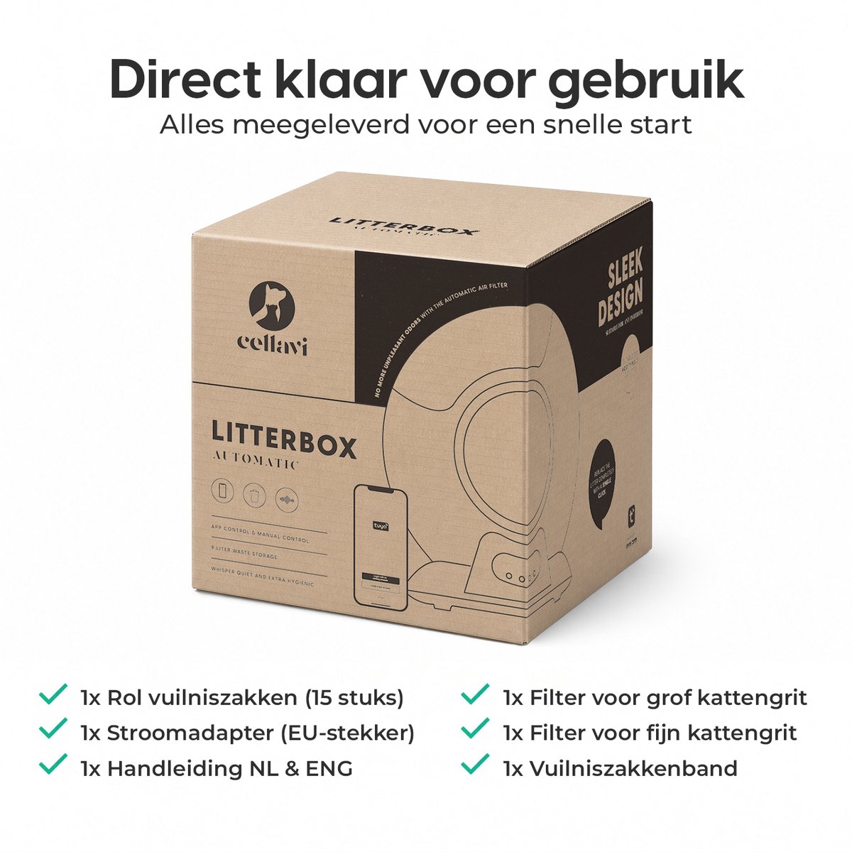 Cellavi VI-B - Automatische kattenbak - Zelfreinigende kattenbak XXL - Voor Grote en Kleine Katten - Bedienen via App - 65L thumbnail 2