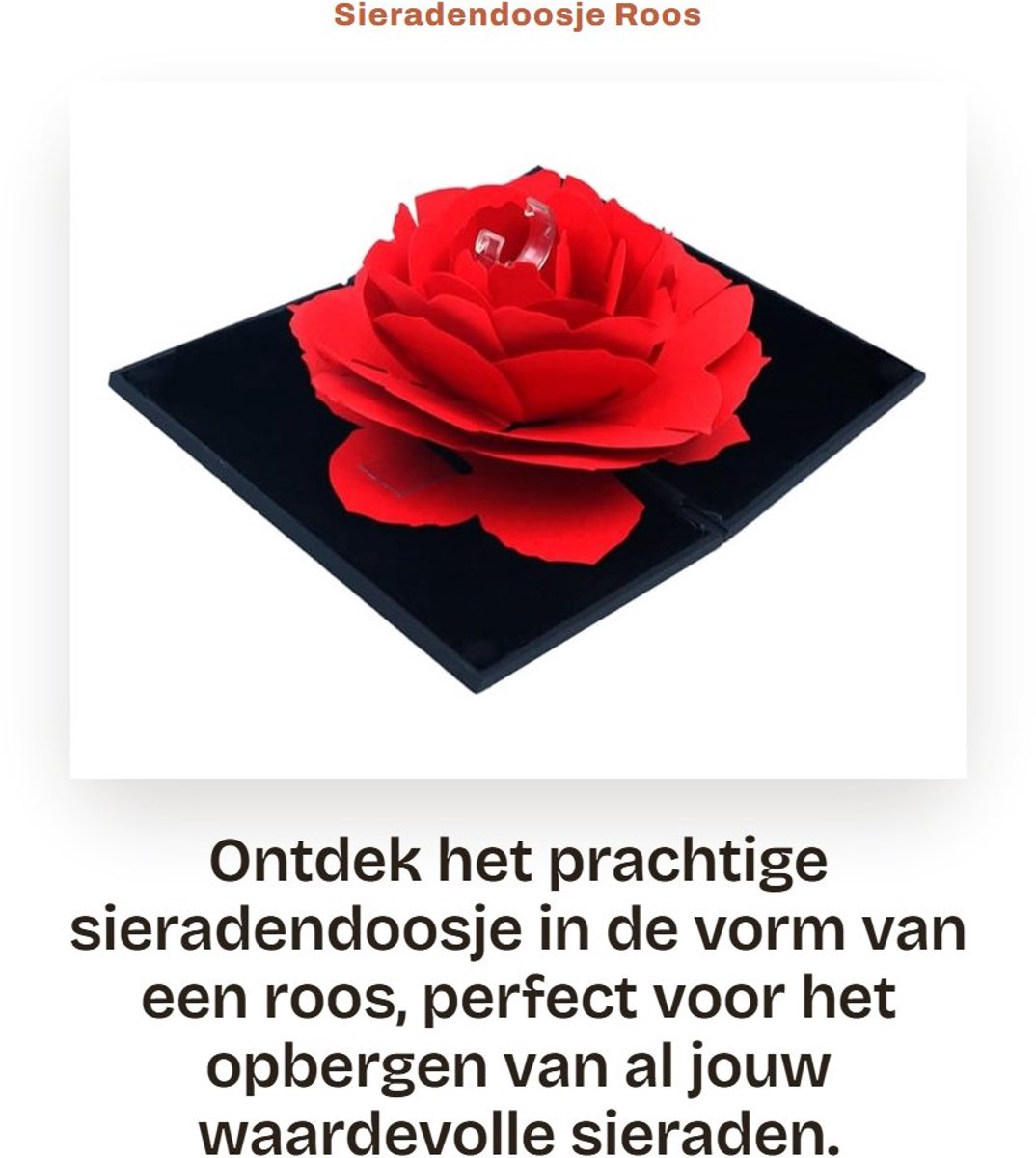 Dailygoods- Sieradendoosje Rozen - Ringdoosje - Sieraden Doosje - Oorbellen Organizer - Cadeau-idee - 12x6,5x2,2 CM - Ringdoos
