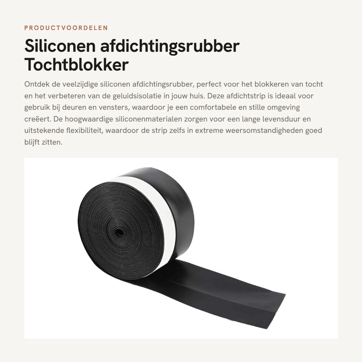 Dailygoods- Afdichtstrip Hoge Kwaliteit - Siliconen Tochtblokker - Geluidsisolatie - Insectenbestendig - Duurzaam - Flexibel 55M 45mm - Weerstrip