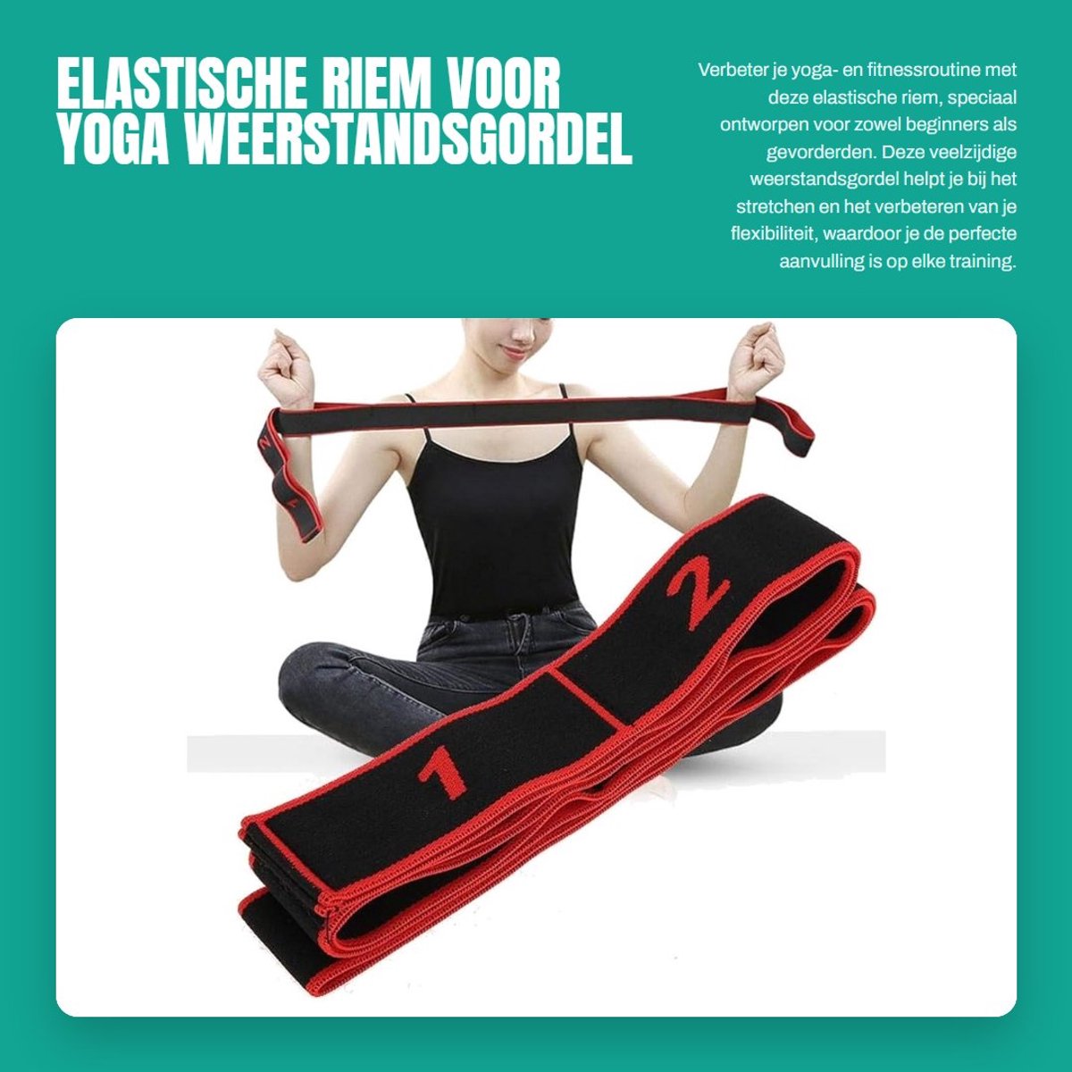 Dailygoods- Elastische Riem - Verstelbare Weerstandsgordel - Yoga/Rood - Sport/Fitness - Polyesterlatexgaren - Gemakkelijk te Transporteren - Weerstandsband