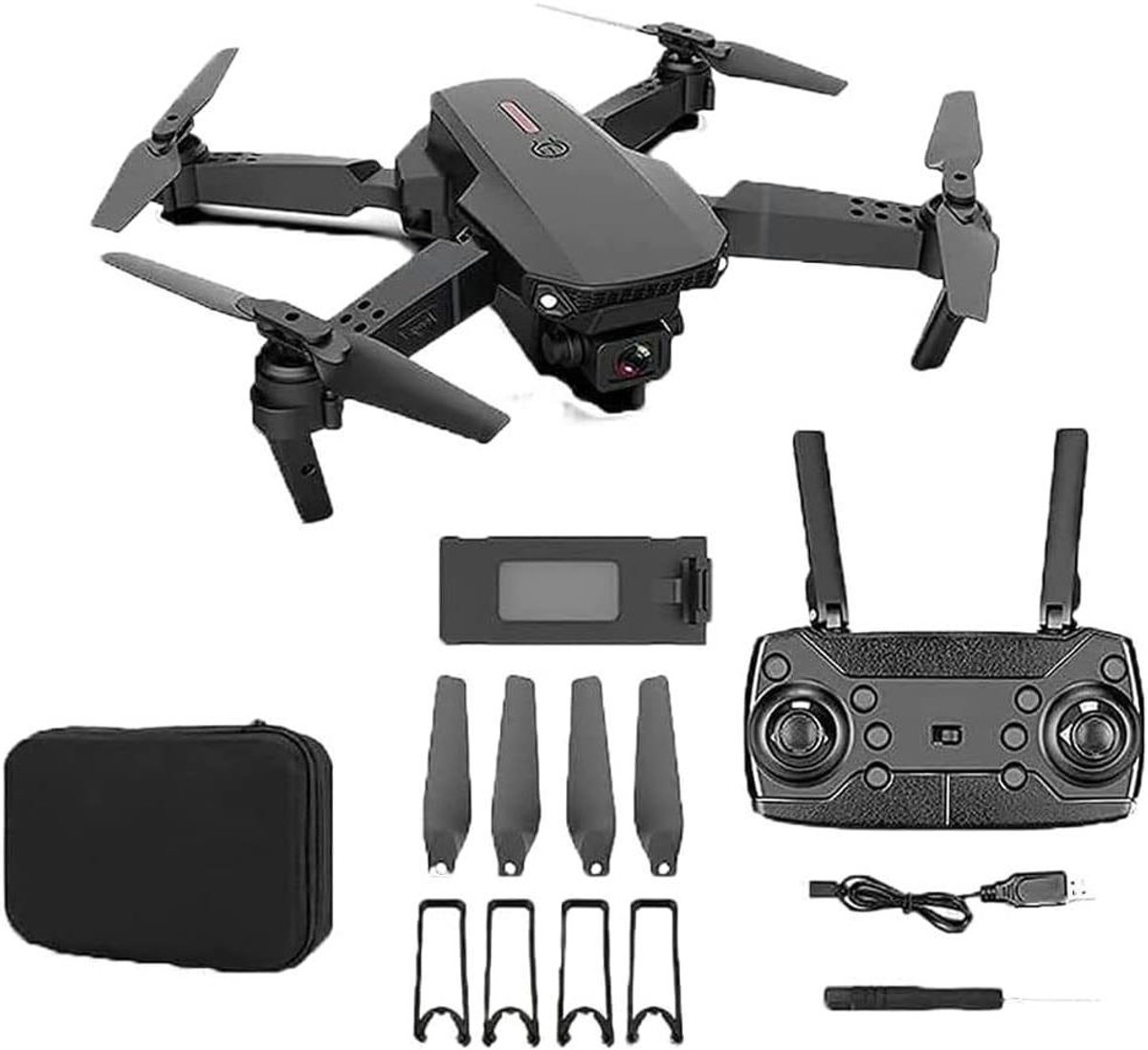 Drone met Camera - RC Vliegtuig - Luchtfotografie Maken - GPS Terugkeer Functie - 25x20x5.5cm - Donker