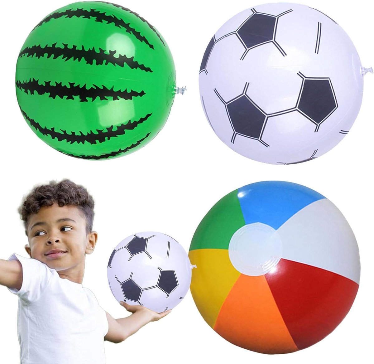 Strandballen voor kinderen - Zwembad speelgoed - Zomerse pret - Opvouwbaar ontwerp - 3 stuks 30 cm - Multicolor