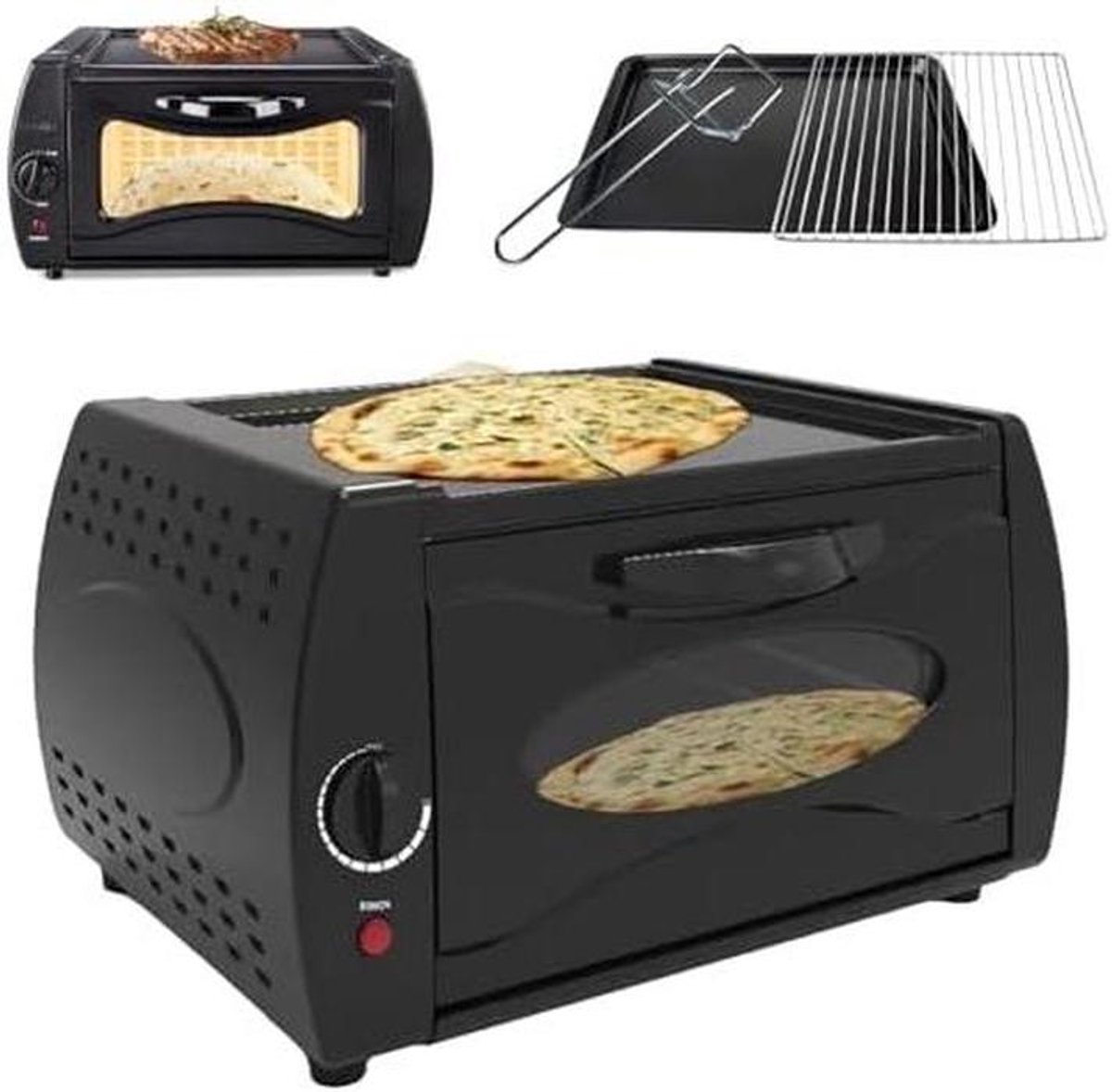 Elektrische Oven - Aanrecht Keukenapparaat - Maaltijden Bereiden - Dubbele Kookcapaciteit - 14 Liter - Zwart