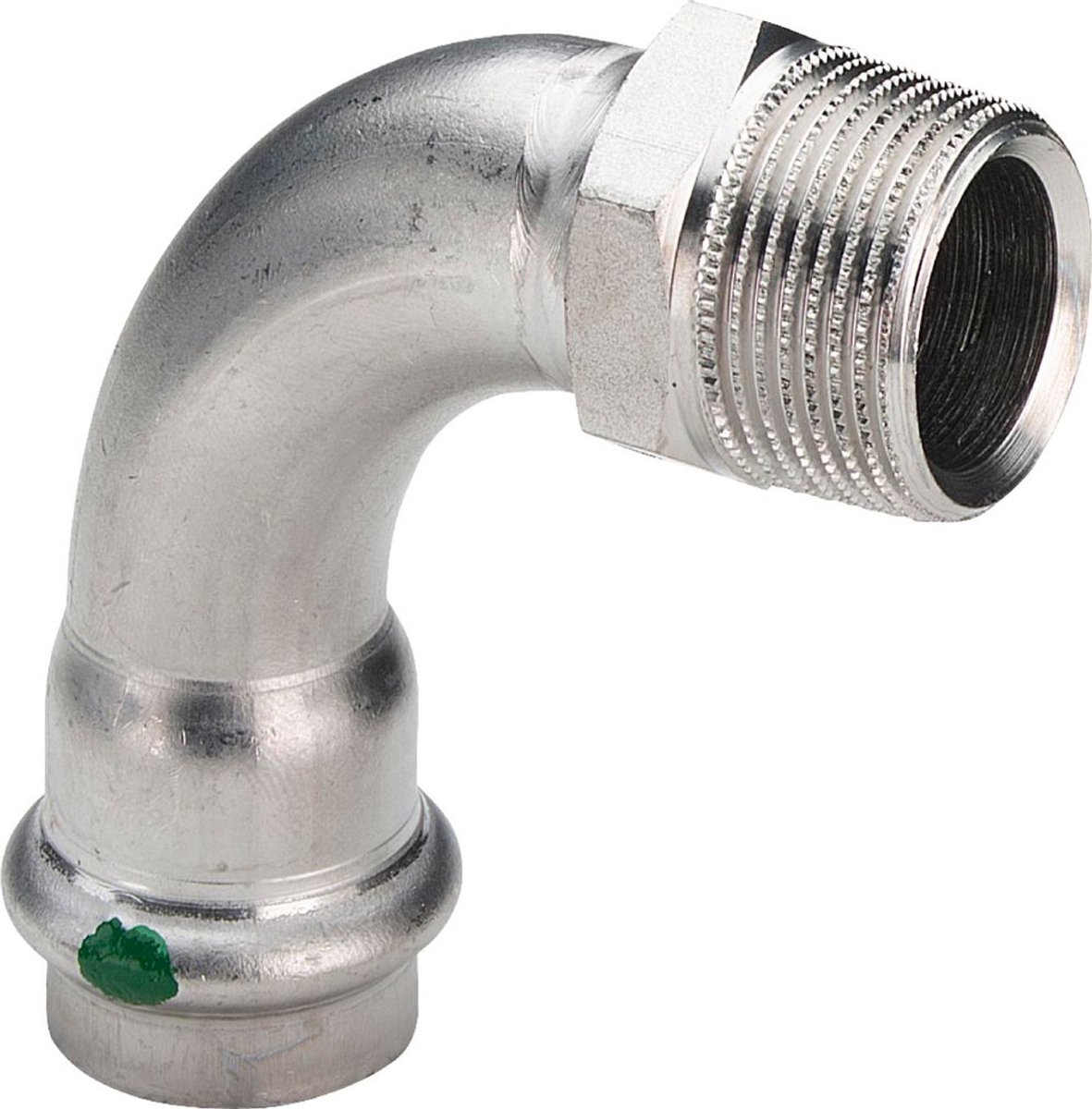 Viega Sanpress Inox-overgangsbocht 90 graden, d 18mm, R 1/2 roestvast staal Model 2314, 436902