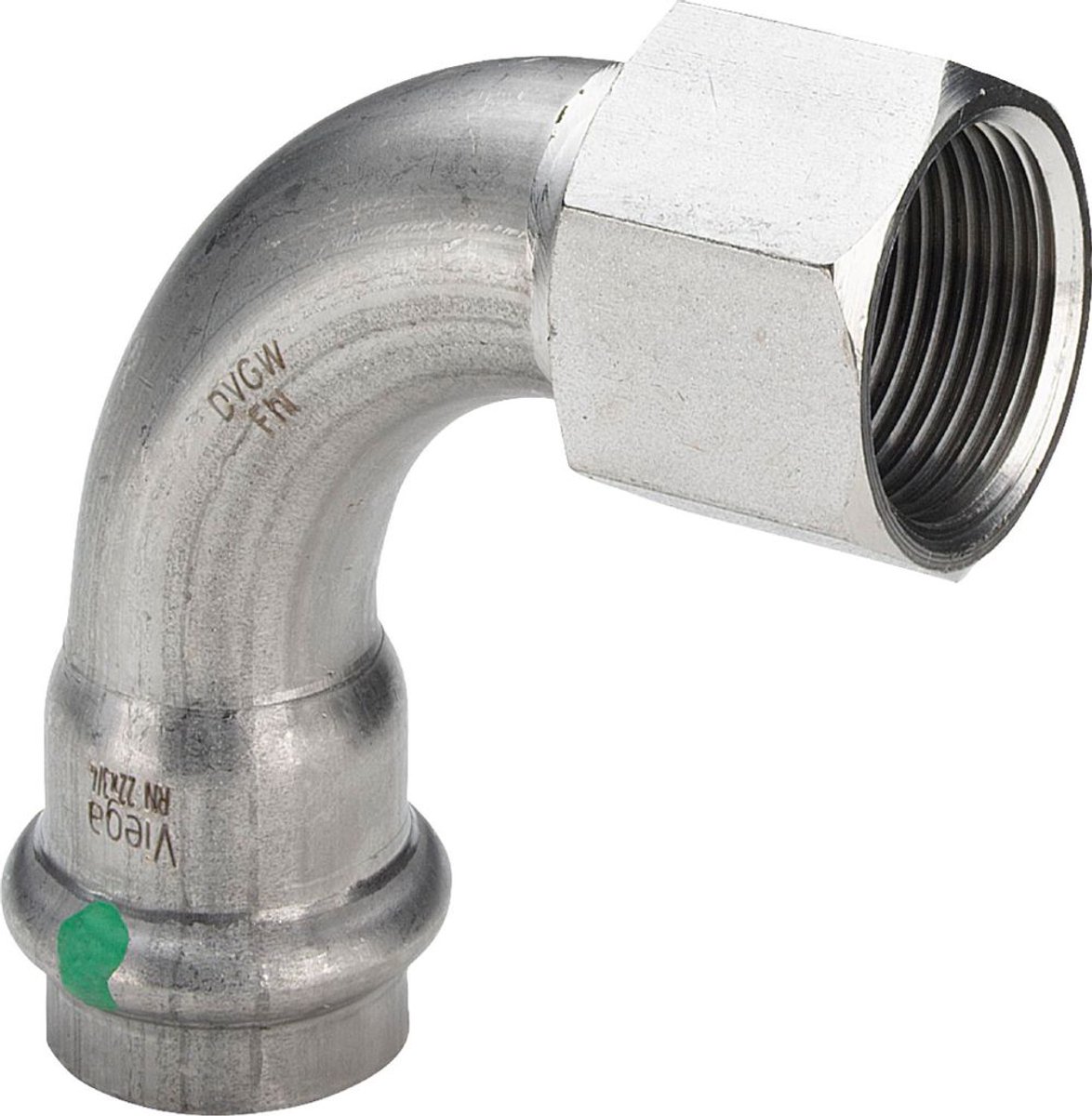 Viega Sanpress Inox-overgangsbocht 90 graden, d 18mm, Rp 3/4 roestvast staal Model 2314.5, 437107