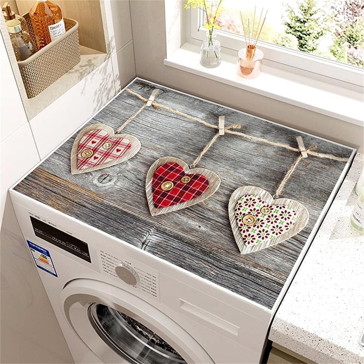 Wasmachine Droger Deksel - Apparaat Beschermhoes - Apparaten Beschermen - Antislip Achterkant - 60 x 60 cm - Houtnerf