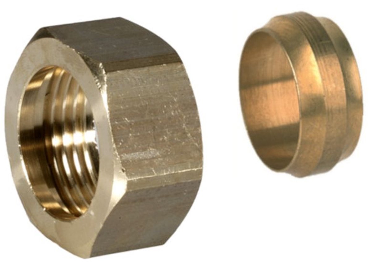 Resideo Aansluitnippel F-C snijring 22mm, 1 1/8x14, conisch dichtend, ASV-CS-20-F-C