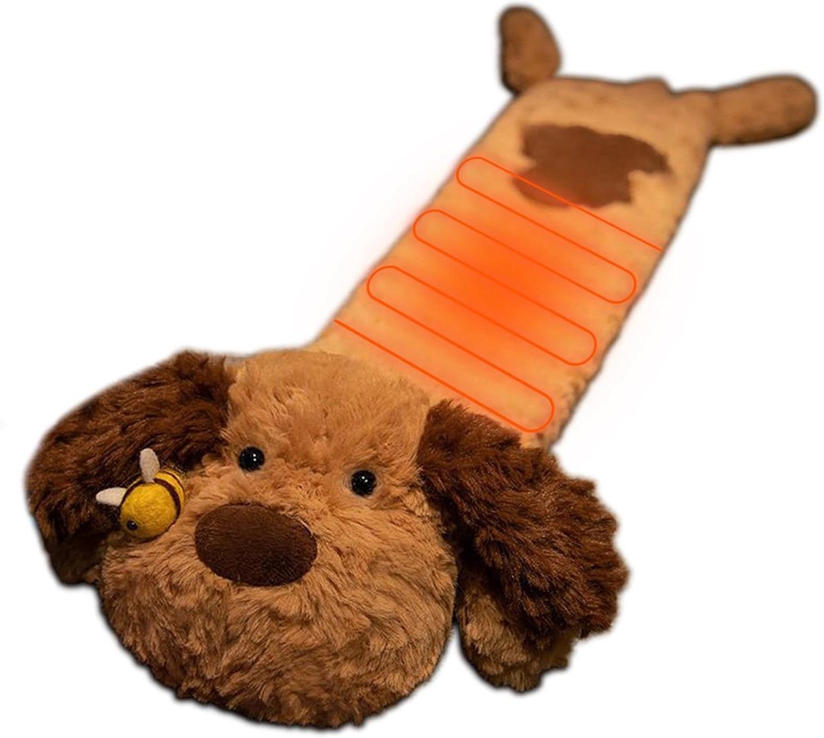 Warmwaterkruik - Pluche Kruik - Warmte en Comfort - Lange Pluche Hoes - 75 centimeter - Bijen Hond Design