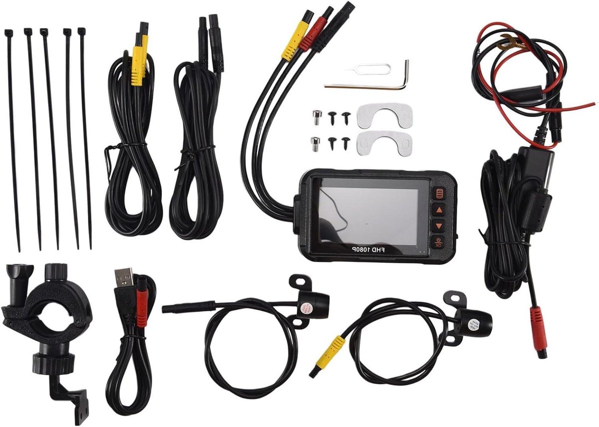 Motorfiets Camera - Rijrecorder - Veilig Rijden Vastleggen - Waterdicht HD Beeld - 3 Inch Scherm - Zwart