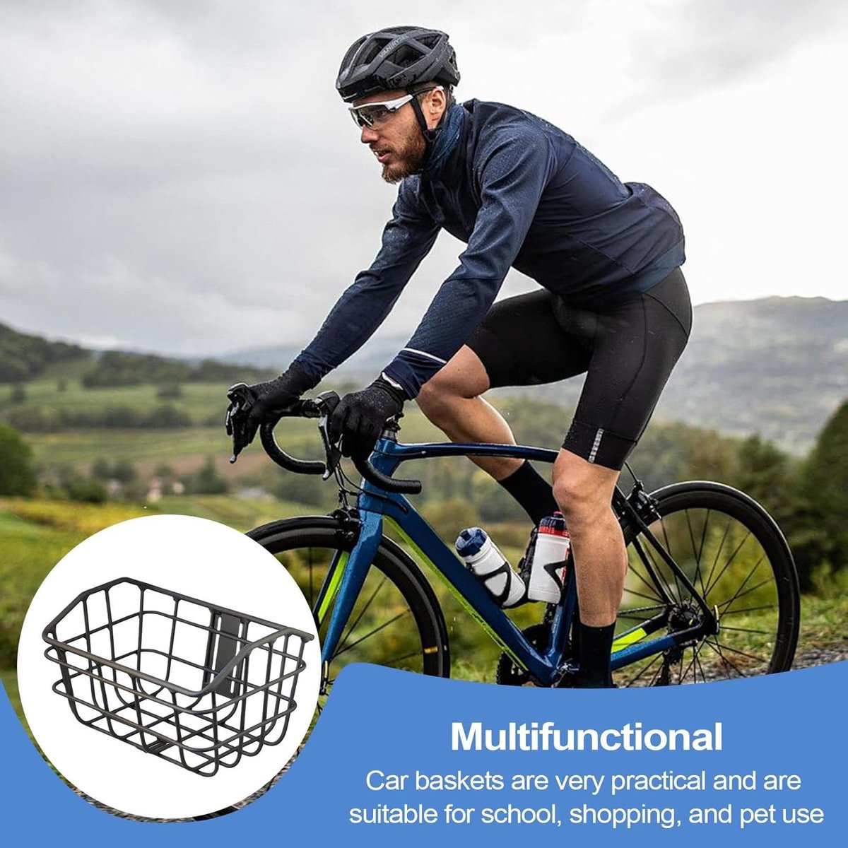Fiets Draadmand - Fietsmand Stuur - Boodschappen Vervoeren - Robuuste Metalen Afwerking - 35 x 25 x 20.5 cm - Zwart