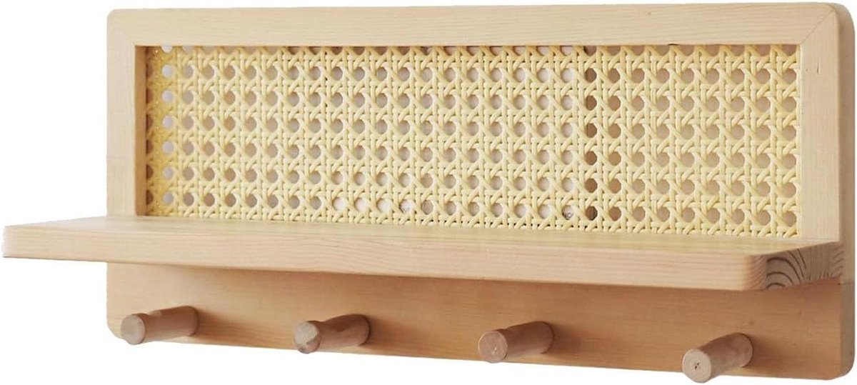Boho wandrek - Rotan plank - Decoratie en opbergrek - Warm en gezellig design