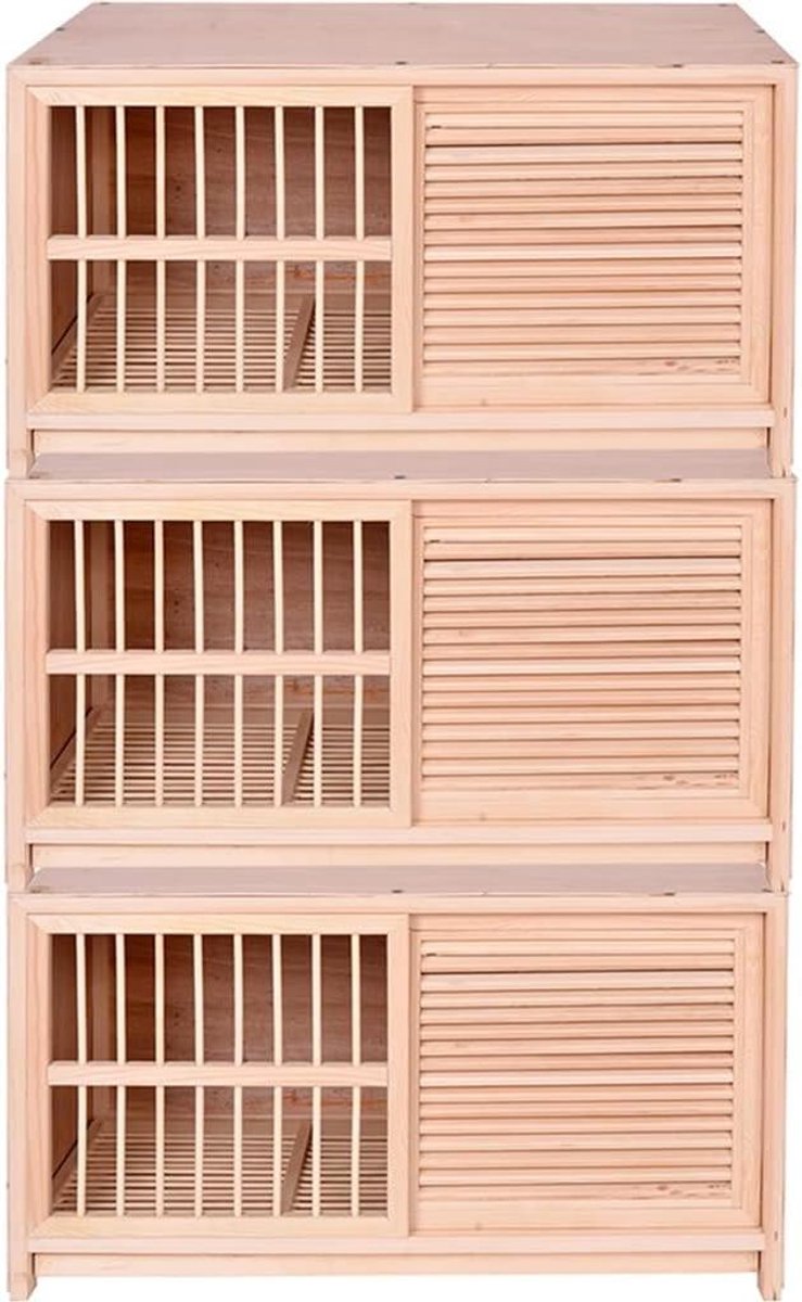 Vogelkooi Volière - Houten Kooi - Vogels Huisvesten - Massief Hout - 80x40x45cm - Natuurlijk