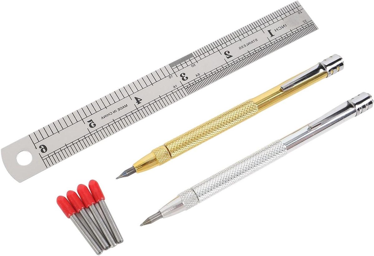 Kraspen set - Metaal graveerpen - Materialen markeren - Met magneet - 2 stuks - Zilver