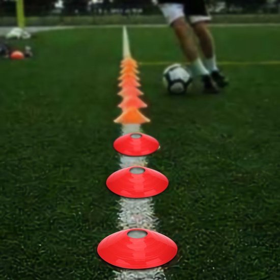 Sport Trainingskegels - Markering Schijven - Sport Training - Buigzaam Duurzaam Materiaal - 10 Stuks - Oranje — afbeelding 3