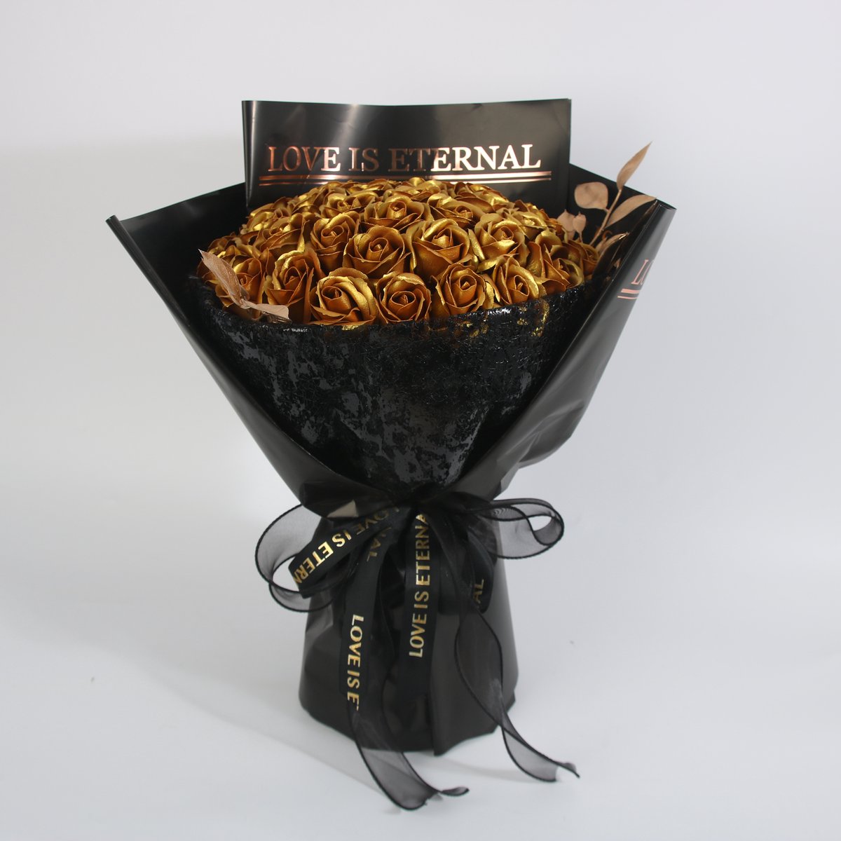 La Roselle Amsterdam Love Is Eternal Luxe Goudkleurig Rozenboeket – Geurende Kunstrozen – Goud/Zwart