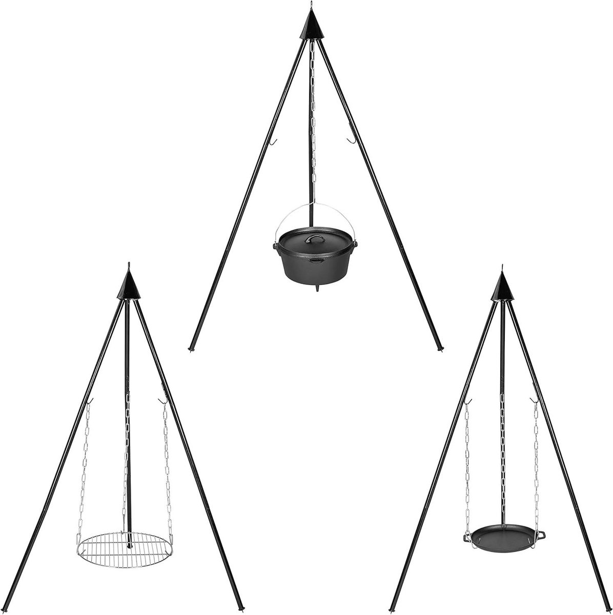 Bruzzzler Swivel Grill with Tripod, Rotating Grill with Height-Adjustable Grill with Chain Drawstring, for Home and on the Go Easy to Use Dutch Oven as a Fire Bowl