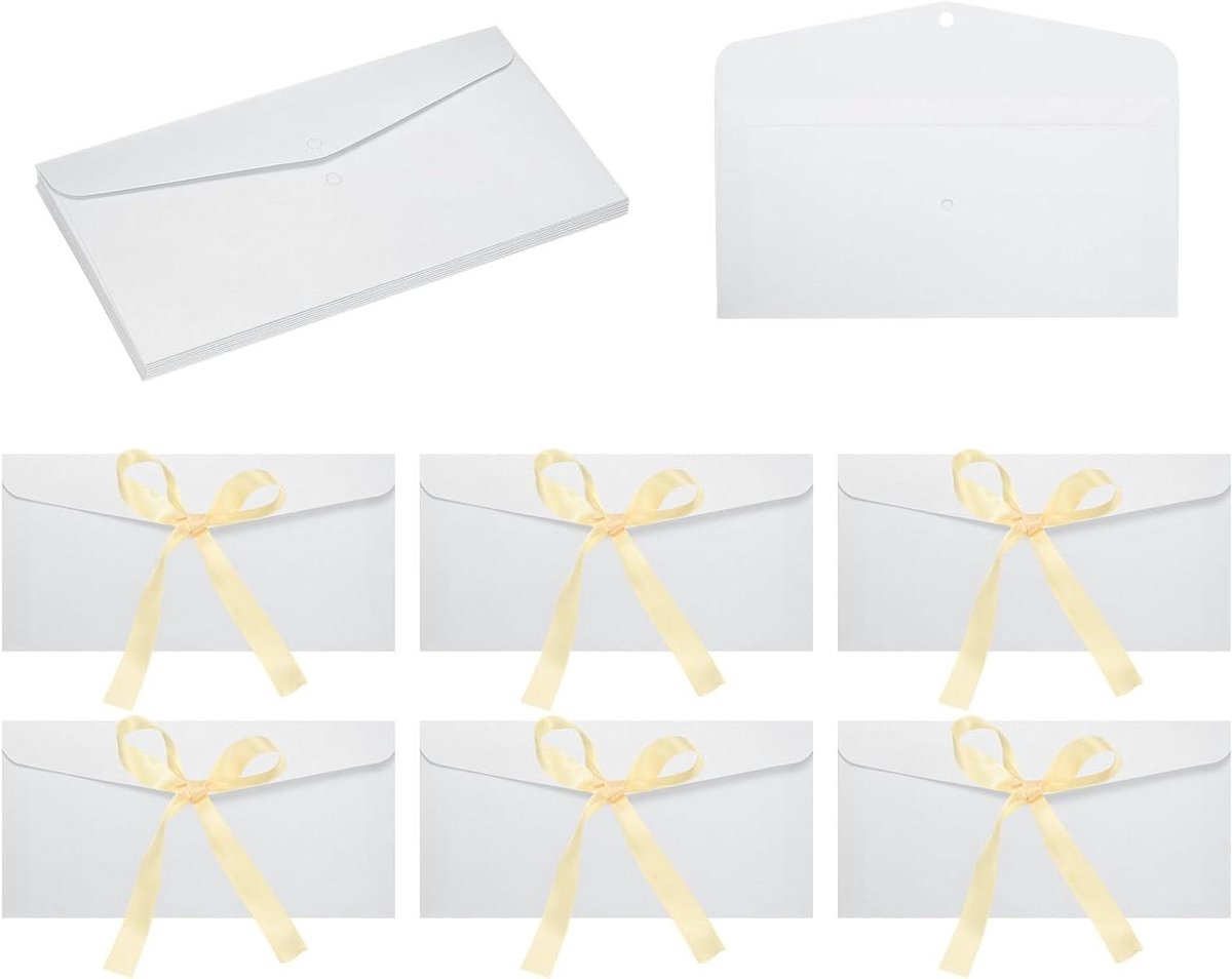 Wenskaarten Enveloppen - Mini Enveloppen - Uitnodigingen Versturen - Met Strikboog Design - 20 x 11.5 cm - Wit