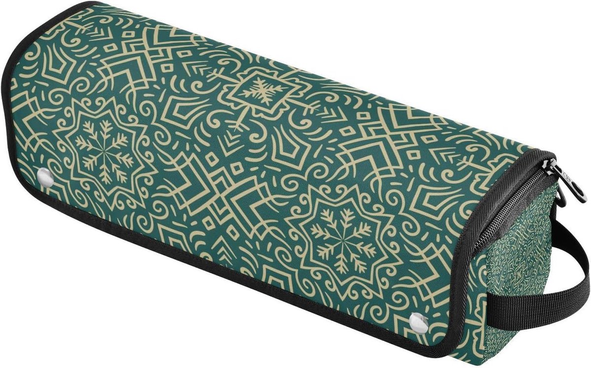 Haarstyling Organizer - Reis Koffer - Styling Tools Opbergen - Hittebestendige Mat - 36 x 31 cm - Groene Bloemen