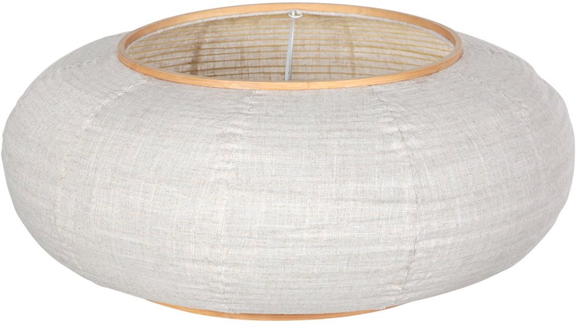 Lampenkap K2026QS Ø60 - witte/beige linnen lampenkap met houten ring - Anne Light Home - Sfeermaker voor binnen