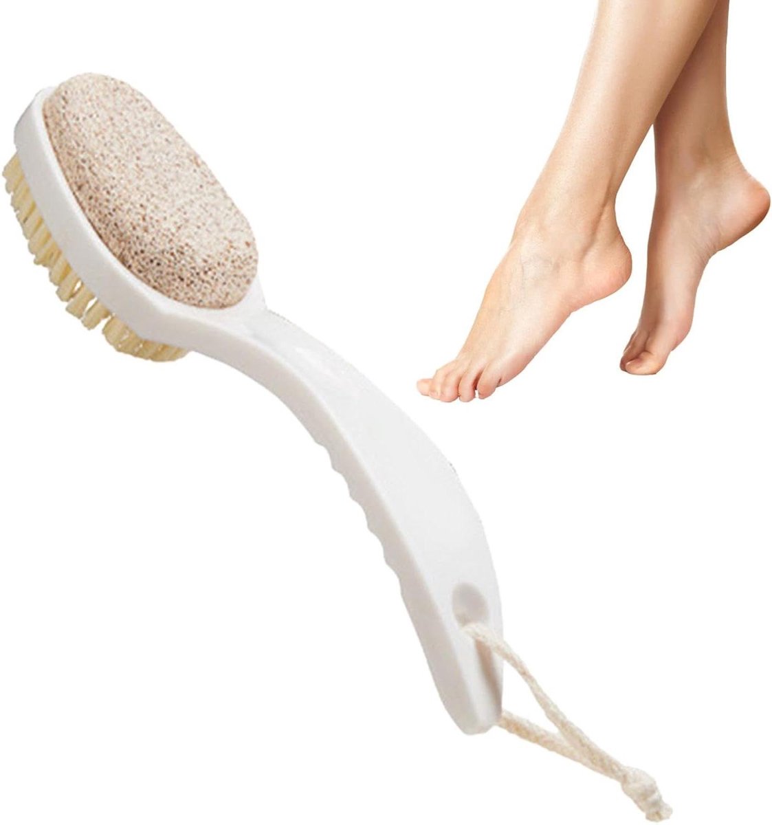 Pumice Stone Brush - Voetverzorging Tool - Huid Reinigen - Dubbelzijdig Ontwerp - 20 cm Lengte - Grijs