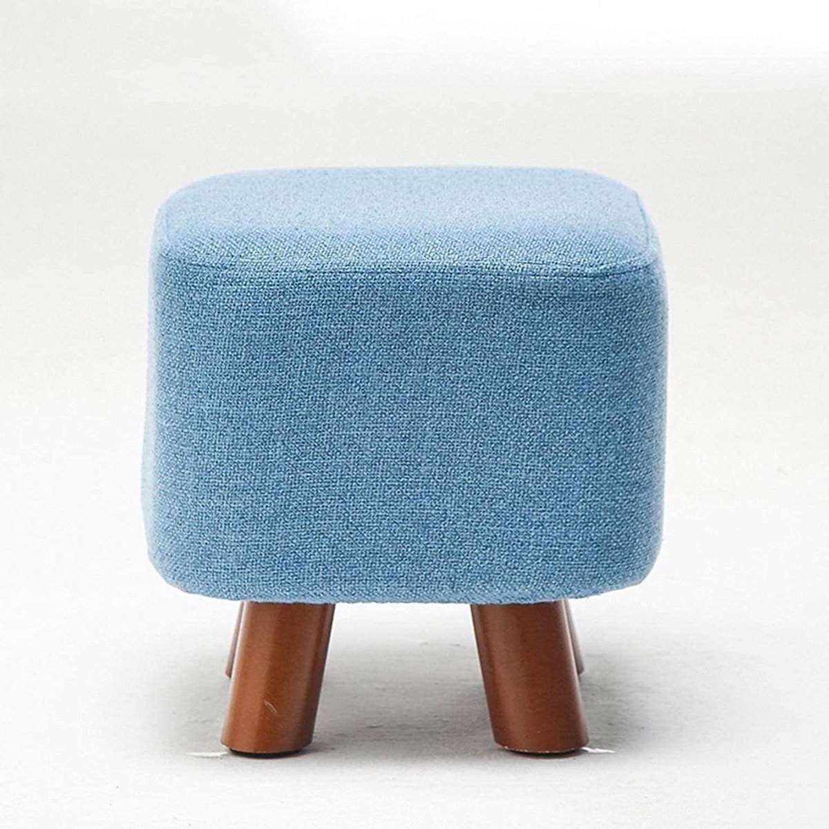 Voetenbank Linnen - Kruk Poef - Zitcomfort Bieden - Afneembare Hoes - 28x28x28cm - Blauw