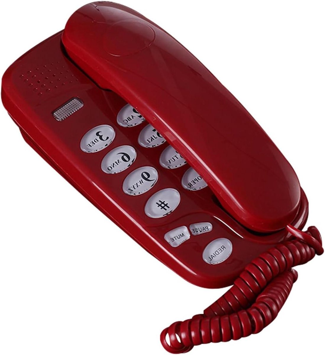 Vaste Telefoon - Senioren Telefoon - Thuis Bellen - Geen Batterijen Nodig - Muurbevestiging Mogelijk - Rood