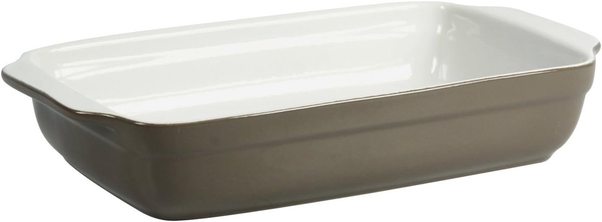 Keramische Ovenschaal Rechthoekig met Handvatten 31x18.5cm Taupe