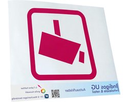 INDIGOS UG Stickers, autosticker, JDM Die Cut, auto, 200 x 200 mm, videobewaakt, videocamera, veiligheid, aandacht voor camera, roze, achterruitsticker, tuning