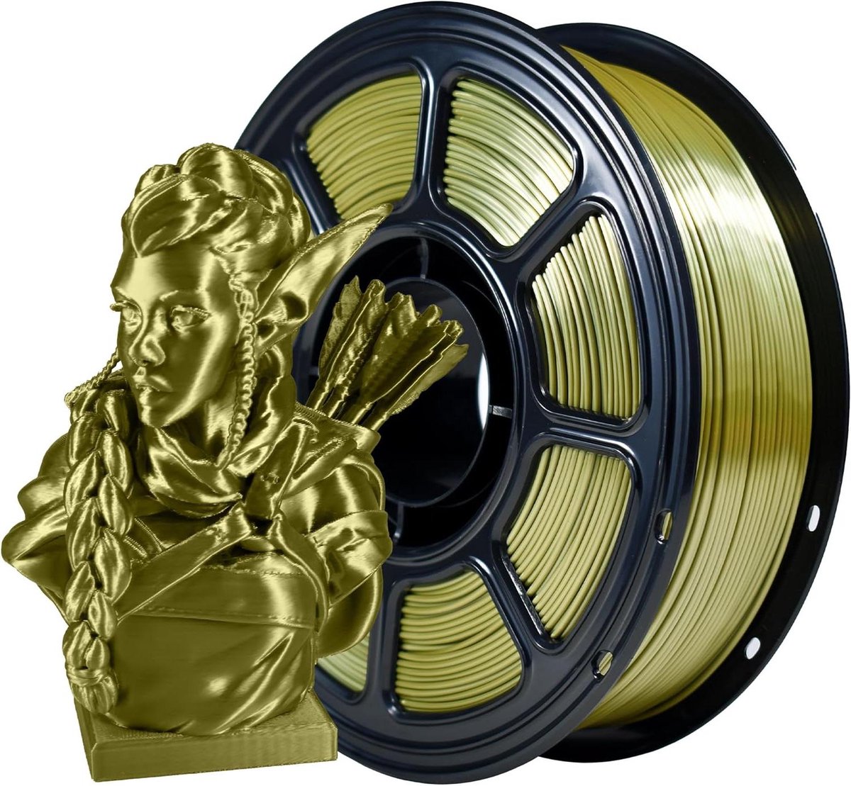 3D Print Filament - PLA Plus - Accessoires Maken - Zijdeglans Afwerking - 1KG 1.75mm - Olijfgoud