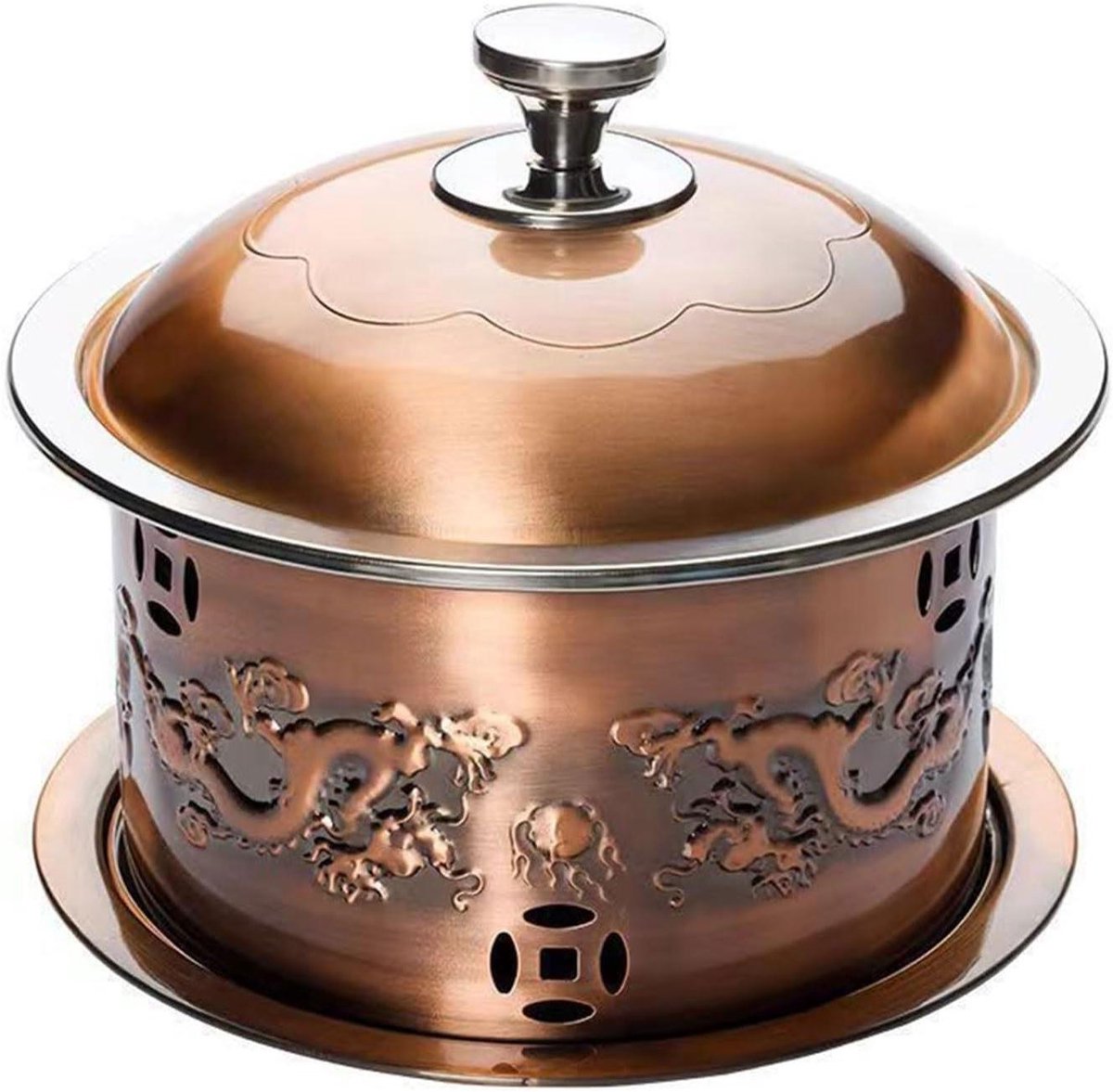Voedselwarmer - Buffet warmer - Eten warm houden - Duurzaam metaal - 30 cm - Zilverkleurig