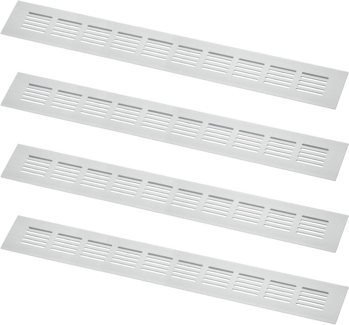 Ventilatierooster afdekking - Luchtstroom rooster - Kast ventilatie - Duurzame aluminiumlegering - 4 stuks 400x50mm - Zilver