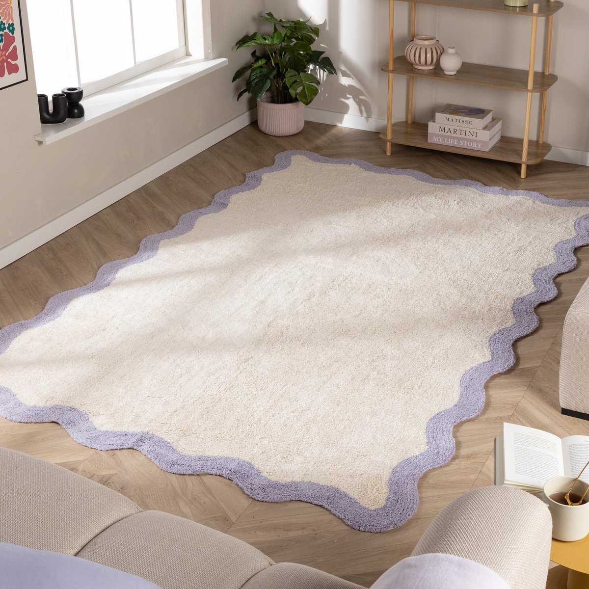 Fraai Wasbaar vloerkleed - Hazy Lila/Creme - 140x200cm