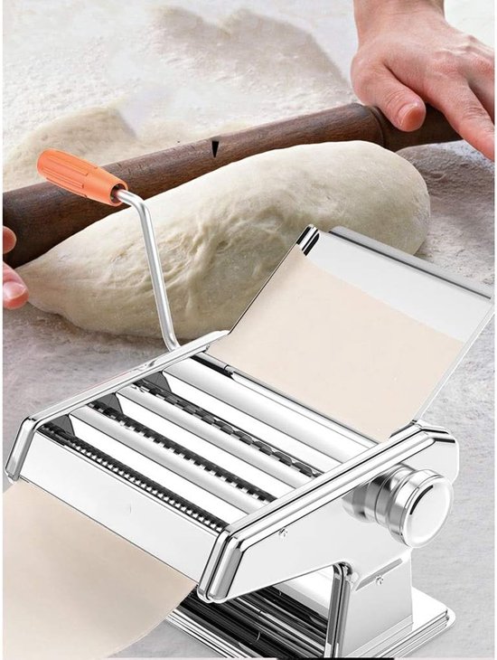 Pastamachine Handmatig - Noodlemaker Deegroller - Verse Pasta Maken - Roestvrijstalen Constructie - 6 Versnellingsstanden - Zilver — afbeelding 5