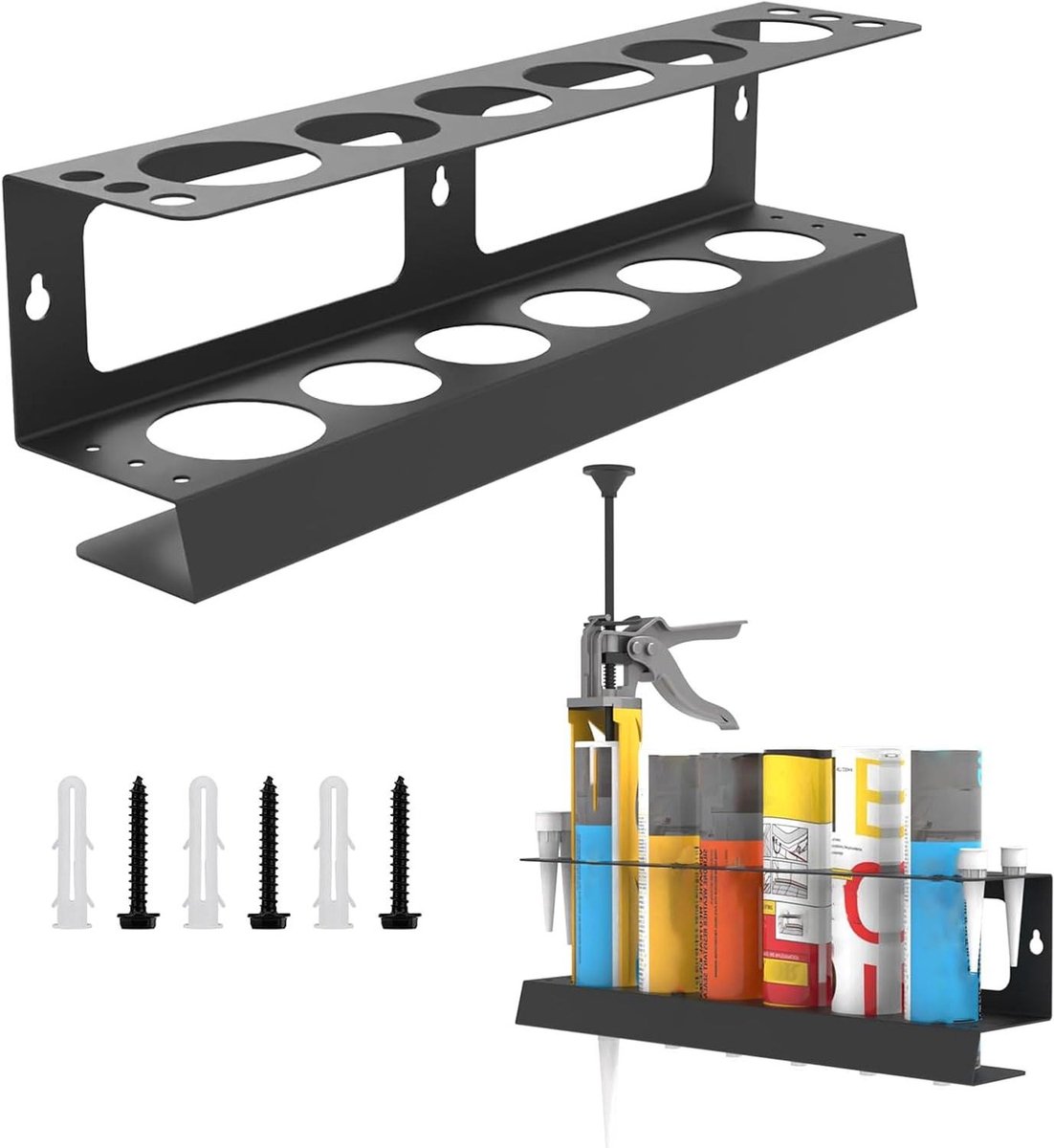 Vetbuis Organizer - Spuitbus Houder - Werkplaats Opbergen - Wandmontage Ontwerp - 429 cm Lengte - Zwart Bruin