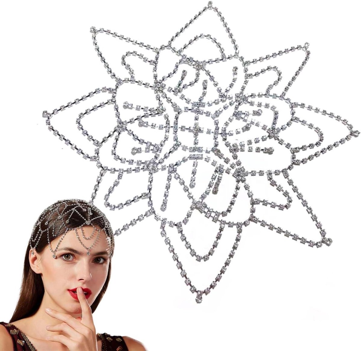 Elegante kristallen hoofddeksel met strass bloemen, perfect voor bruiloften, feesten en speciale gelegenheden