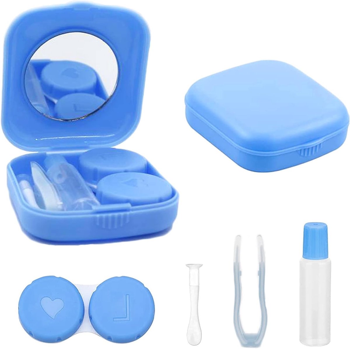 Draagbare en Hygiënische Contactlenshouder met Spiegel, Suction Cup en Pincet voor Dagelijks Gebruik en Reizen