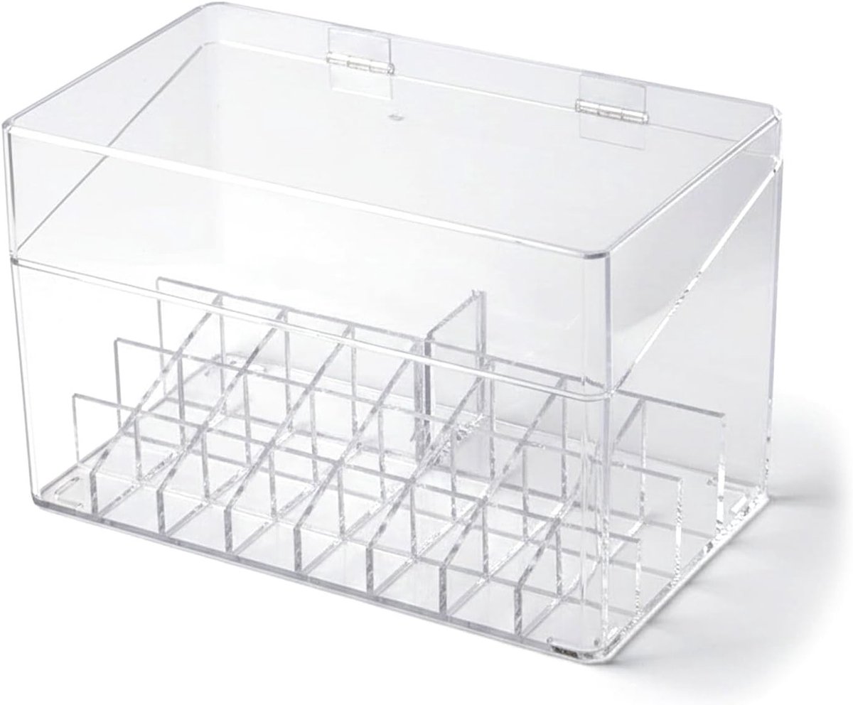 Make-up Organizer met 24 Compartimenten, Acryl Lipstick Houder, Cosmetica Displaydoos met Deksel voor Lippenbalsem, Eyeliners en Schoonheidsproducten