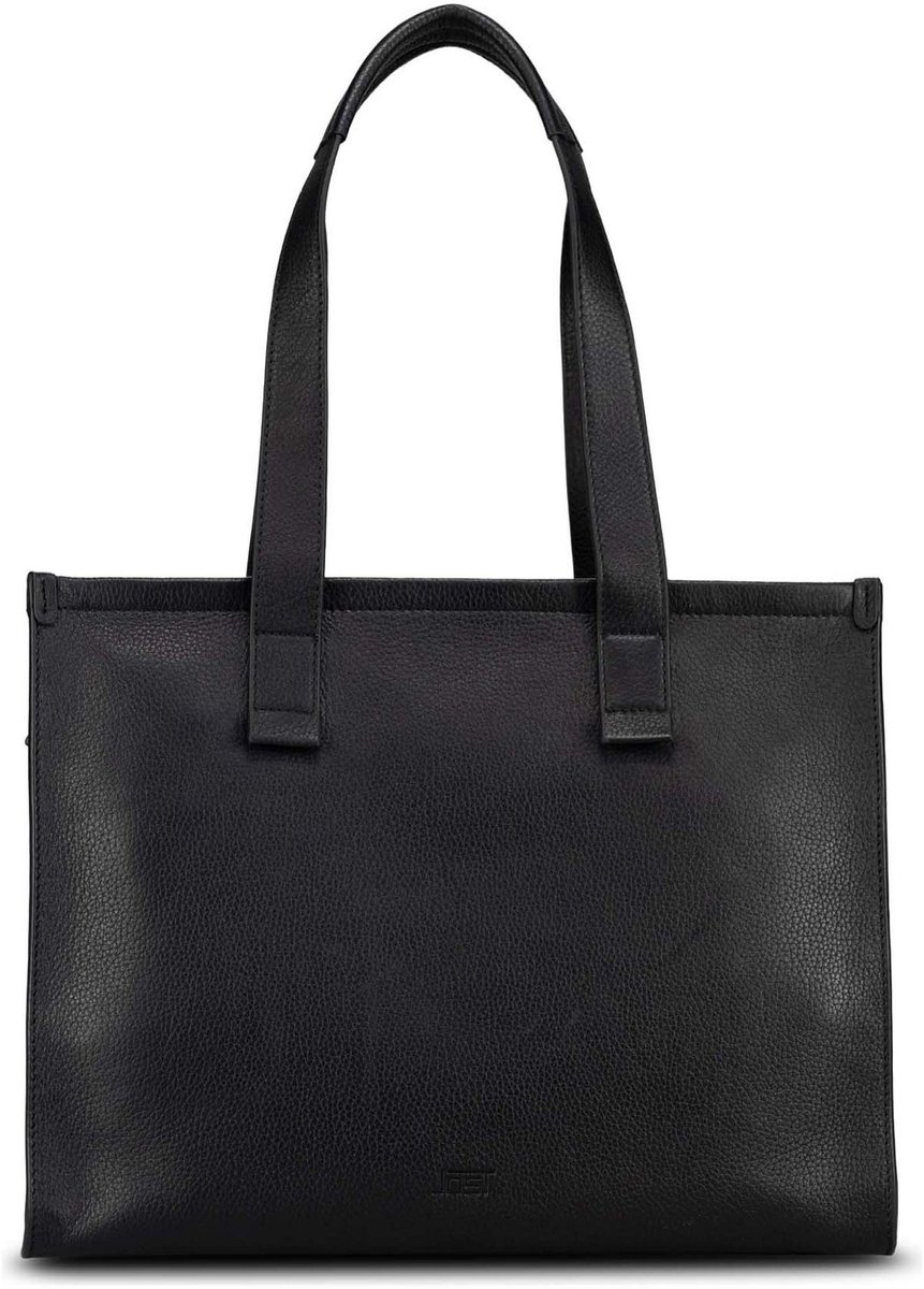JOST Leren business tas shopper met laptopvak Vika Business Shopper Black zwart