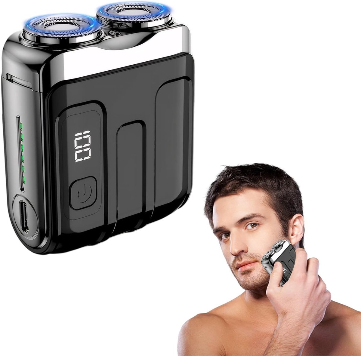 Draagbaar elektrisch mini-scheerapparaat, IPX7 waterdicht, multifunctioneel voor heren, ideaal voor reizen en dieptereiniging, compacte shaver en capsulescheerapparaat (zwart)