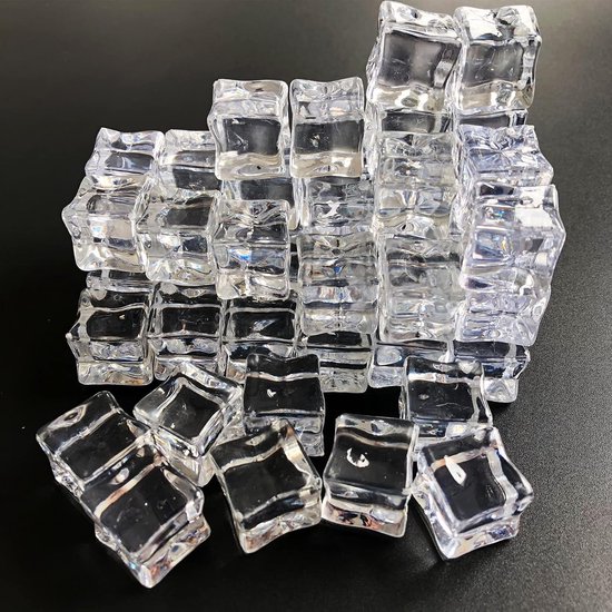 50 Stuks Acryl IJsblokjes voor Decoratie, Herbruikbare Plastic IJsblokjes voor Bar, Whisky en Wijn Glas Decoratie van Merkloos — afbeelding 5