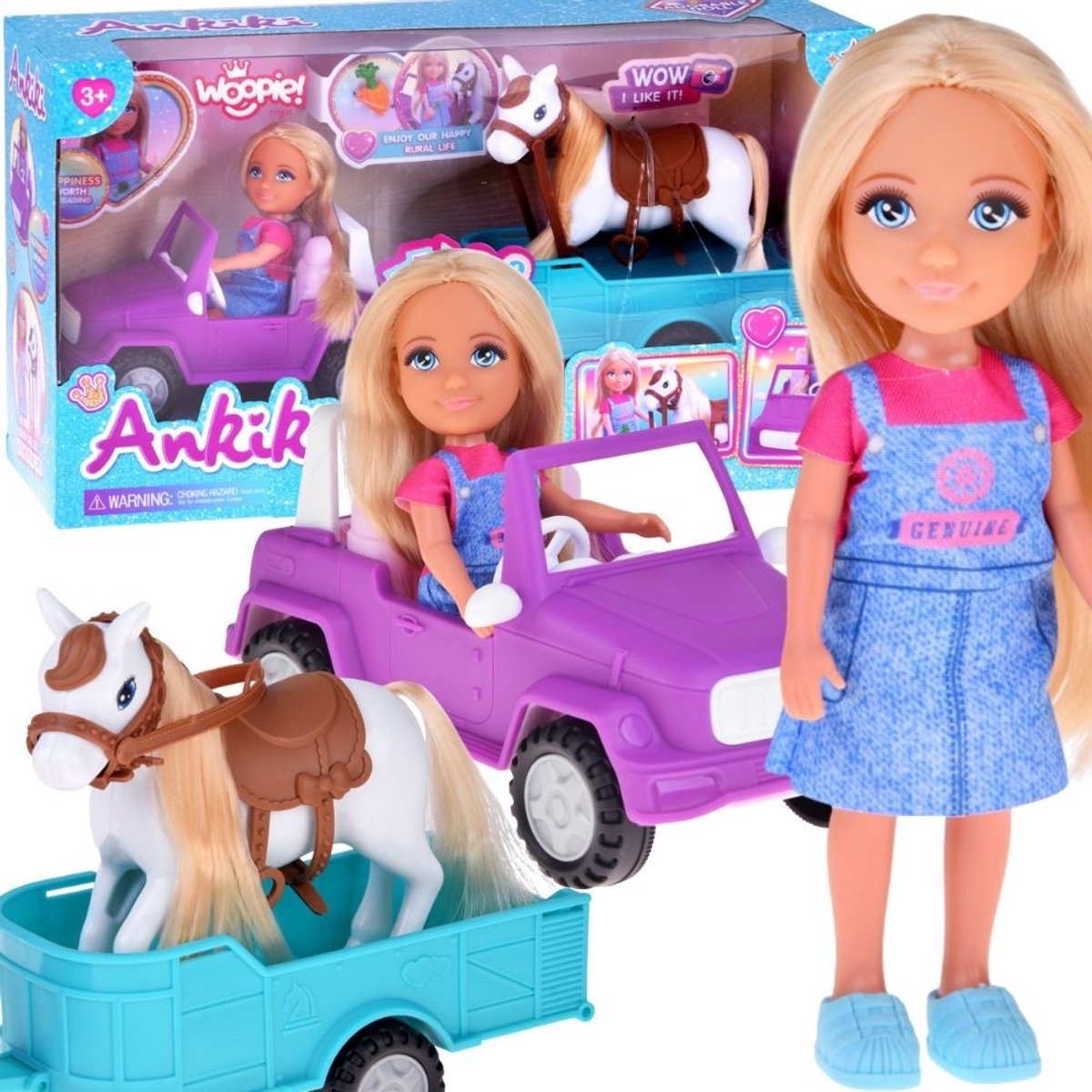 Woopie Royal Niki poppenset met paardenauto en aanhanger - UNI