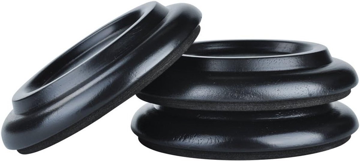 Concert Wings Vloerbeschermers / Onderzetters van Hout met Schokabsorberende Foam, Set van 3 in Zwart, Ideaal voor Vloerbescherming en Geluidsisolatie