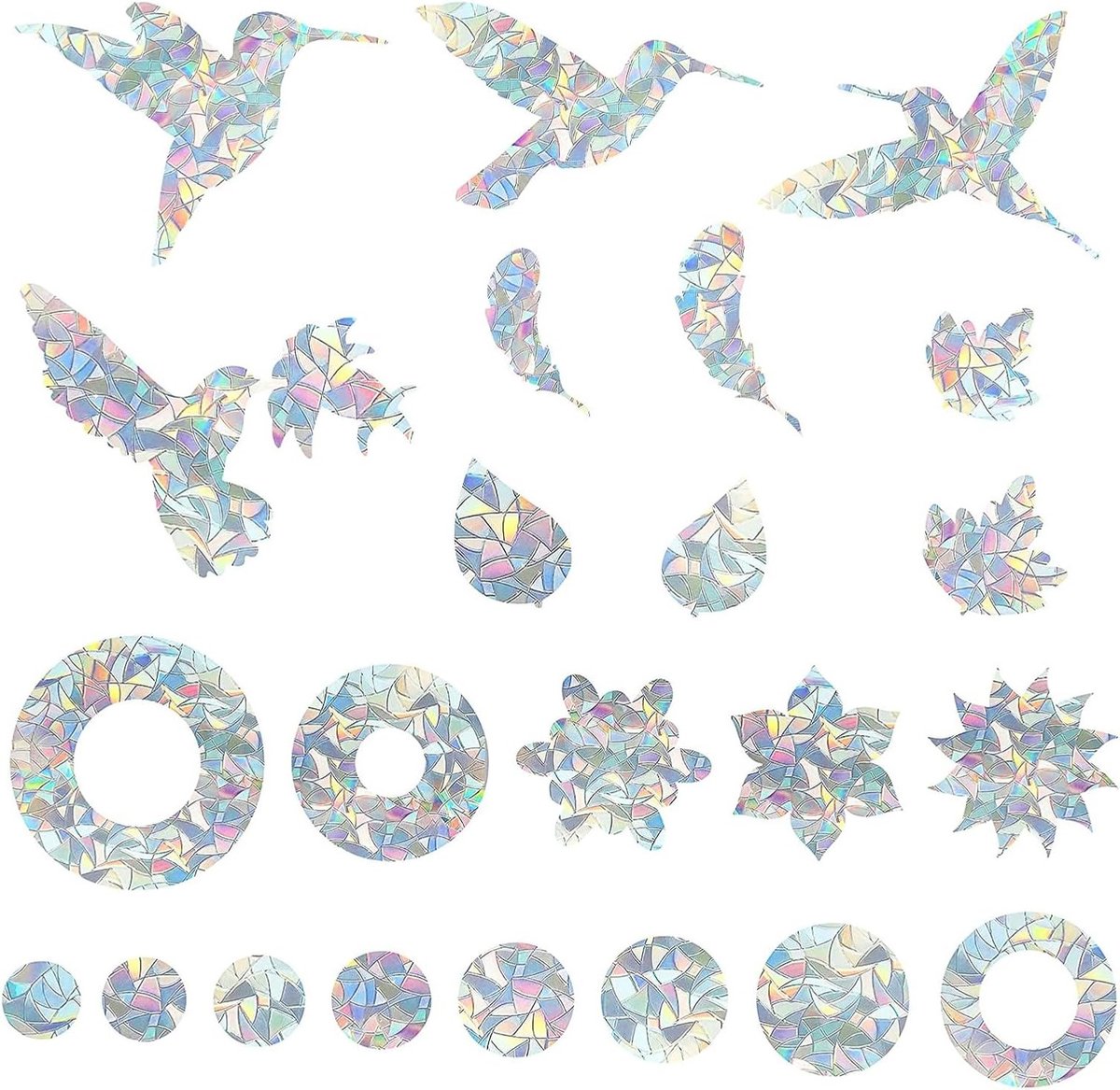 46PCS Anti Vogel Strijd Raamstickers, Bescherming tegen Vogelbotsingen, Veiligheid voor Vogels, Hummingbird Raamdecoratie en Vogelpreventie
